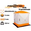Зимняя палатка Fish2Fish Куб Утепленная в чехле 200х200х225 см, фото 
