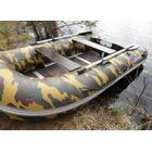Надувная лодка Prof Marine PM 300 ELS (камуфляж), Расцветка: камуфляж, Тип лодки: гребная под мотор, Грузоподъемность: 360, Количество пассажиров: 2, Длина (см): 300, Плотность ПВХ (г/м2): 850, Дно: Пайол книжка, Киль: Надувной, Транец: встроенный, Страна бренда: Россия, фото 