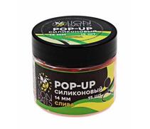 Lion Baits Бойлы плавающие Pop-Up Силиконовый "Слива" 14мм (15шт), Цвет: оранжевый, Вкус: слива, Диаметр (мм): 14, фото 