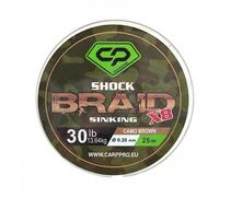 Шок-лидер CARP PRO Diamond Shock Braid PE X8 коричневый 30lb 25м 0,20мм, фото 