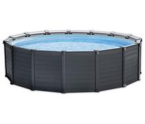 26384 Каркасный бассейн Intex Graphite Gray 478 х 124 см, песчаный фильтр-насос, лестница, тент, подстилка, фото 
