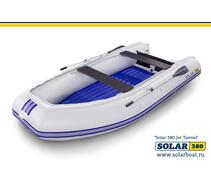 Лодка надувная моторная solar-380 JET тоннель (Светло-серый), фото 