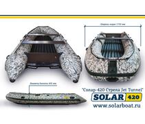 Лодка надувная моторная solar-420 Стрела JET тоннель (Пиксель), фото 