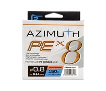Шнур F-FISHING Azimuth PE X8 150м Orange 0,14мм 5,9кг/13lb, Разрывная нагрузка: 5,9 кг, Расцветка: Orange, Диаметр лески: 0,14 мм, Размотка: 150 м, фото 