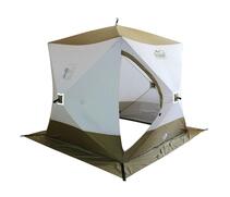 Палатка зимняя куб СЛЕДОПЫТ Premium 1.8x1.8 м, 3-х местная, 3 слоя, цв. белый/олива
