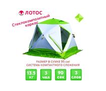 Утепленная зимняя палатка Лотос Куб 3 Компакт Термо (Салатовый), фото 