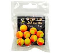 Lion Baits Бойлы плавающие двухцветные (Pop-Up) для Zig-Rig желто-оранжевые 12 мм, 9 шт., Цвет: Желтый/Оранжевый, Вкус: без вкуса, Диаметр (мм): 12, Серия: Pop-up, фото 