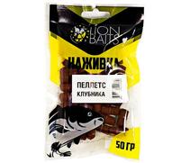 Lion baits Пеллетс насадочный "Наживка" с резинкой "Клубника" 8 мм 50гр, фото 
