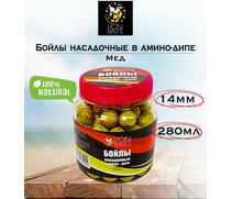Lion Baits Бойлы насадочные в амино-дипе "Мед" 14мм 280мл, фото 