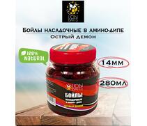 Lion Baits Бойлы насадочные в амино-дипе "Острый демон" 14мм 280мл, фото 
