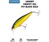 Воблер SHIMANO Cardiff Pinspot 50S 50mm 3,5g T07 Black Gold, Цвет: T07 Black Gold, Вес гр: 3,5, Длина, мм: 50 мм, фото 