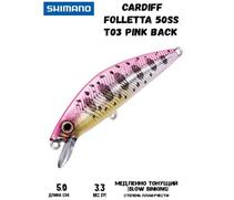 Воблер SHIMANO Cardiff Folletta 50SS 50mm 3,3g T03 Pink Back, Цвет: T03 Pink Back, Вес гр: 3,3, Длина, мм: 50 мм, фото 