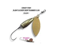 Блесна вращающаяся Crazy Fish Spinner SLIM FLICKER DR-3,5g #1-MB, фото 
