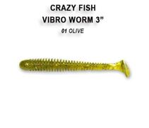 Мягкая приманка CRAZY FISH Vibro worm 3" 11-75-1-6, фото 