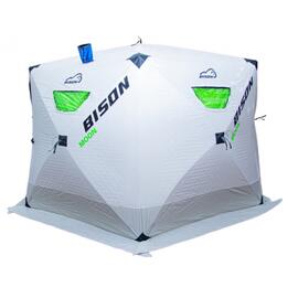 Палатка зимняя Bison Moon шестигранник (3.50х2.00х2.20м) бело-зелёная, фото 