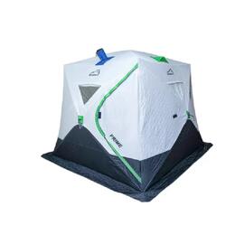 Палатка зимняя трехслойная Bison Prime Extra Куб (2.40х2.40х2.10м) бело-зелёная, фото 