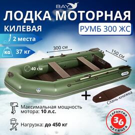 Лодка моторная килевая Румб 300 ЖС зеленый, фото 