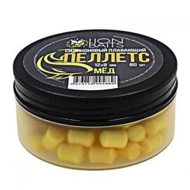 Пеллетс силиконовый плавающий "Мед" 12х8мм (80шт), Цвет: желтый, Вкус: Мед, Диаметр (мм): 12х8, фото 