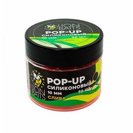 Lion Baits Бойлы плавающие Pop-Up Силиконовый "Слива" 8мм (90шт), Цвет: оранжевый, Вкус: слива, Диаметр (мм): 8, фото 
