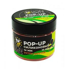 Lion Baits Бойлы плавающие Pop-Up Силиконовый "Тутти-Фрутти" 14мм (15шт), Цвет: оранжевый, Вкус: Тутти-фрутти, Диаметр (мм): 14, фото 