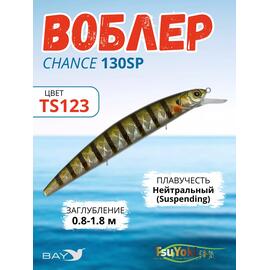 Воблер TsuYoki CHANCE 130SP TS123, Цвет: TS123, Вес воблера (г): 21,5, Длина воблера (мм): 130, Тип воблера: Минноу, Тип плавучести воблера: suspending, Штрихкод: 4627166018, Количество крючков: 3, фото 