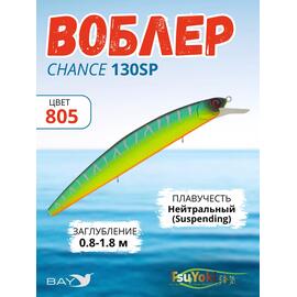 Воблер TsuYoki CHANCE 130SP 805, Цвет: 805, Вес воблера (г): 21,5, Длина воблера (мм): 130, Тип воблера: Минноу, Тип плавучести воблера: суспендер, Штрихкод: 4627166014427, Количество крючков: 3, фото 
