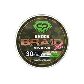 Шок-лидер CARP PRO Diamond Shock Braid PE X8 коричневый 30lb 50м 0,20мм, фото 