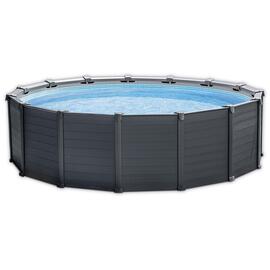 26384 Каркасный бассейн Graphite Gray 478 х 124 см, песчаный фильтр-насос, лестница, тент, подстилка, фото 
