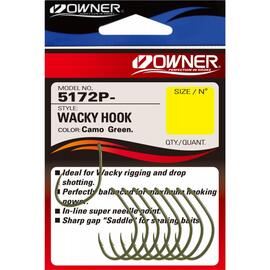 Крючок OWNER Wacky Hook green №6 9шт, Размер: №6, Количество: 9, фото 