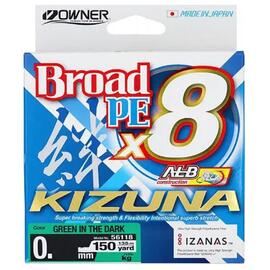 Шнур OWNER Kizuna X8 Broad PE green 135м 0,12мм 5,4кг, Цвет: Green, Разрывная нагрузка: 5,4 кг, Диаметр лески: 0,12 мм, Размотка: 135 м, фото 