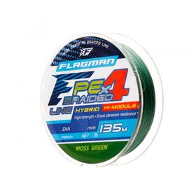 Шнур FLAGMAN PE Hybrid F4 135m MossGreen 0.26mm. 12.7кг/28lb, Диаметр лески: 0.26 мм, Размотка: 135 м, Цвет: MossGreen, фото 