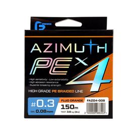 Шнур F-FISHING Azimuth PE X4 150м Orange 0,08мм 3,6кг/8lb, Разрывная нагрузка: 3,6 кг, Расцветка: Orange, Диаметр лески: 0,08 мм, Размотка: 150 м, фото 