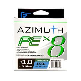 Шнур F-FISHING Azimuth PE X8 150м Dark Green 0,16мм 7,3кг/16lb, Разрывная нагрузка: 7,3 кг, Расцветка: Dark Green, Диаметр лески: 0,16 мм, Размотка: 150 м, фото 