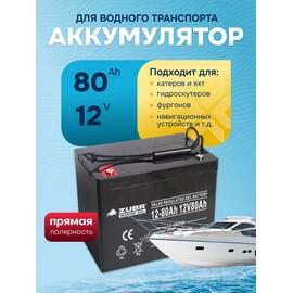 Аккумулятор ZUBR (80 Ah,12 V) GEL 260х169х215 мм, фото 
