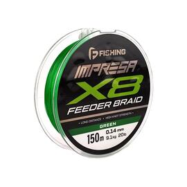 Шнур F-FISHING Impresa Braid PE X8 Feeder 150м Green 0,14мм 9,1кг/20lb, Цвет: Green, Размотка: 150 м, фото 