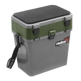 Ящик рыболовный зимний Helios 19 л (серый/хаки), Цвет: серый/хаки, Объем, л: 19 л, Длина, см: 39 см (по верху), 32 см - по низу, фото 