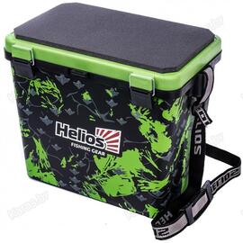 Ящик рыболовный зимний односекционный Helios Shark 19 л (салатовый) , Цвет: черный/салатовый, Объем, л: 19 л, Длина, см: 39 см (по верху), 32 см - по низу, фото 