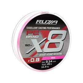 Шнур RUZZA X8 150м Pink 0,14мм 11,3кг/25lb, Цвет.: розовый, Диаметр лески: 0,14 мм, Размотка: 150 м, фото 