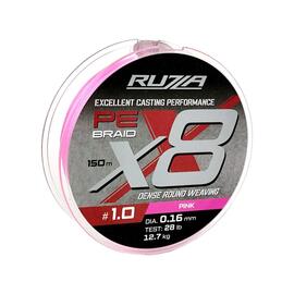 Шнур RUZZA X8 150м Pink 0,16мм 12,7кг/28lb, Цвет.: розовый, Диаметр лески: 0,16 мм, Размотка: 150 м, фото 