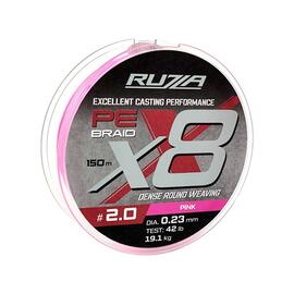 Шнур RUZZA X8 150м Pink 0,23мм 19,1кг/42lb, Цвет.: розовый, Диаметр лески: 0,23 мм, Размотка: 150 м, фото 