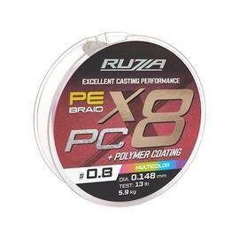 Шнур RUZZA X8 PC 150м Multicolor 0,148мм 5,9кг/13lb, Цвет.: разноцветный, Диаметр лески: 0,148 мм, Размотка: 150 м, фото 