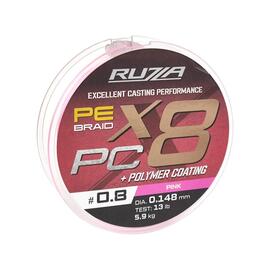 Шнур RUZZA X8 PC 150м Pink 0,148мм 5,9кг/13lb, Цвет.: розовый, Диаметр лески: 0,148 мм, Размотка: 150 м, фото 