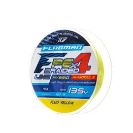 Шнур Flagman PE Hybrid F4 135m FluoYellow 0,12mm. 6,4кг/14lb, фото 