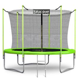 Батут Atlas Sport 312 см (10ft) с внутренней сеткой и лестницей GREEN, Цвет: зеленый, Диаметр батута: 312 см (10 ft), фото 