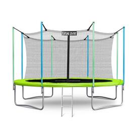 Батут Atlas Sport 374 см (12ft) с внутренней сеткой и лестницей GREEN, Цвет: зеленый, Диаметр батута: 374 см (12 ft), фото 