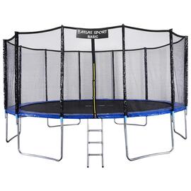 Батут Atlas Sport 490 см (16ft) BASIC с лестницей BLUE, Диаметр батута: 490 см (16 ft), Цвет: синий, фото 
