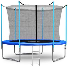 Батут FunFit 252 см (8ft) с внутренней сеткой и лестницей BLUE, фото 