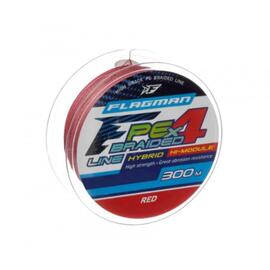 FLAGMAN Шнур PE Hybrid F4 300м Red 0,45мм 29,5кг 65lb, фото 