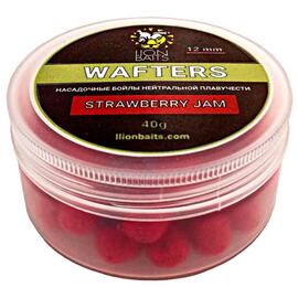 Lion Baits Бойлы нейтральной плавучести Wafters STRAWBERRY JAM Клубника 12 мм 40 гр, Вкус: клубничный джем, Диаметр (мм): 12, фото 