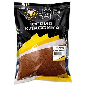 Lion Baits Прикормка серии КЛАССИКА "Карп клубника" - 1кг, Вкус: Карп клубника, Расцветка: красный, фото 